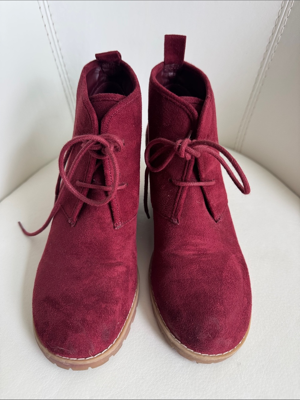 G.H. Bass & Co. Burgundy Suede Lace-Up Ankle Boots